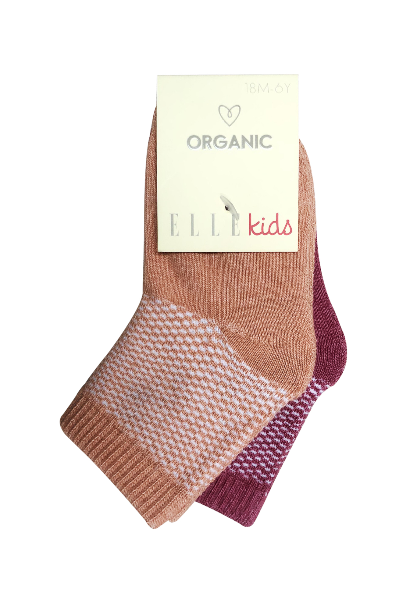 Set 2 đôi tất dệt xù ORGANIC dành cho trẻ 18-24 tháng in silicon chống trượt thương hiệu ELLE Kids EK2112 LOC2