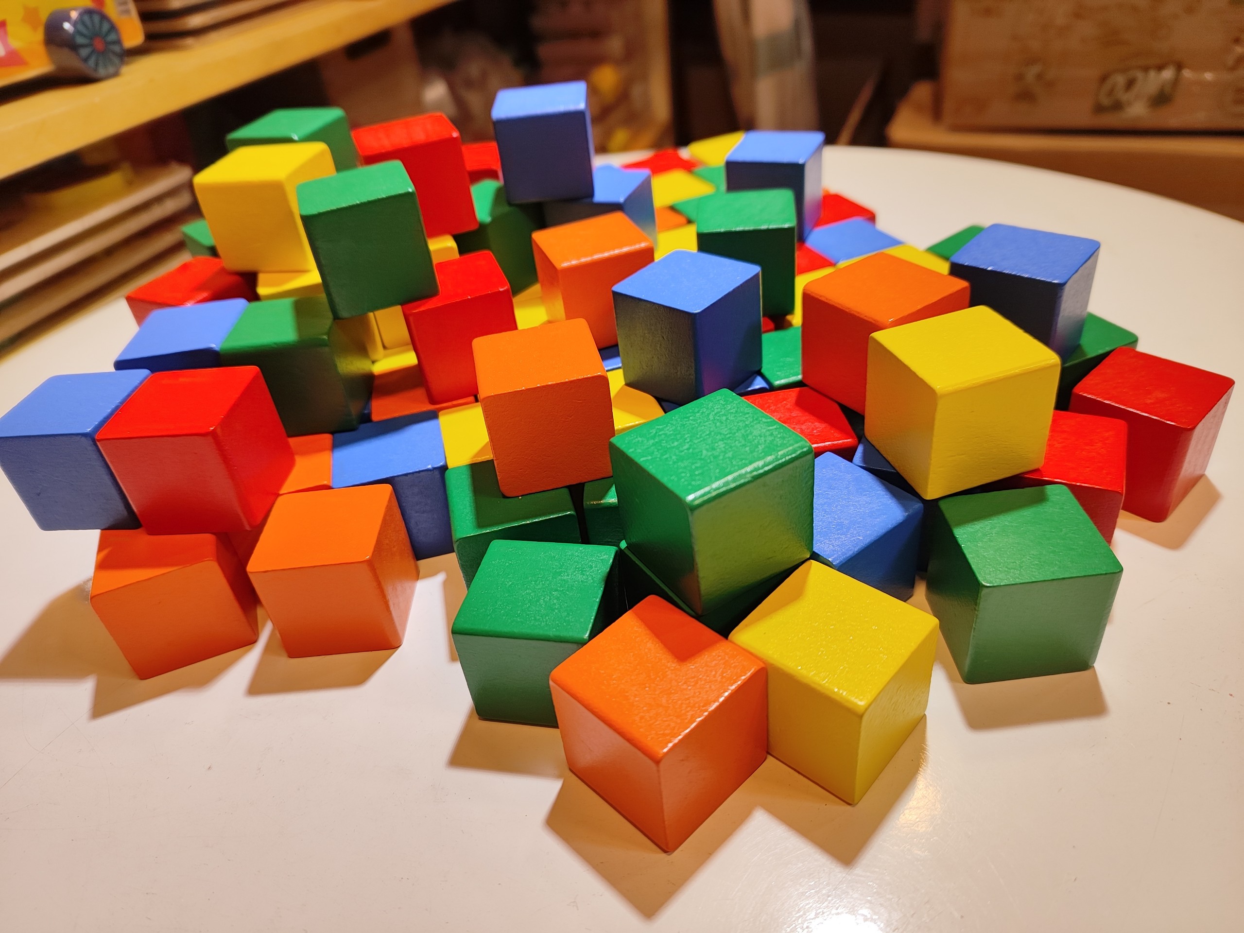 100 khối vuông gỗ màu 3 cm xếp hình đa năng chơi sáng tạo và học toán, vật liệu DIY, khối gỗ decor