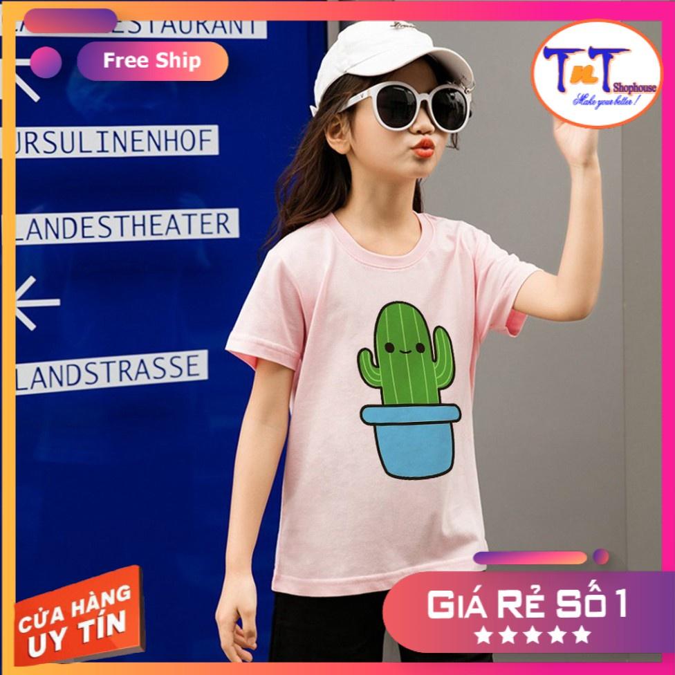 ATE06 Áo Thun Trẻ Em In Cây Xương Rồng thun co giản 4 chiều, thời trang, không kích ứng da, bé mặc thoải mái