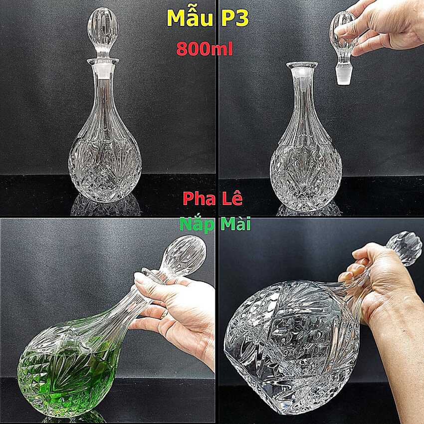 Chai Đựng Rượu Đẹp 800ML - Chai Pha Lê cao cấp mẫu giọt nước – nắp mài đặc nguyên khối không cần gioăng - phong cách châu âu