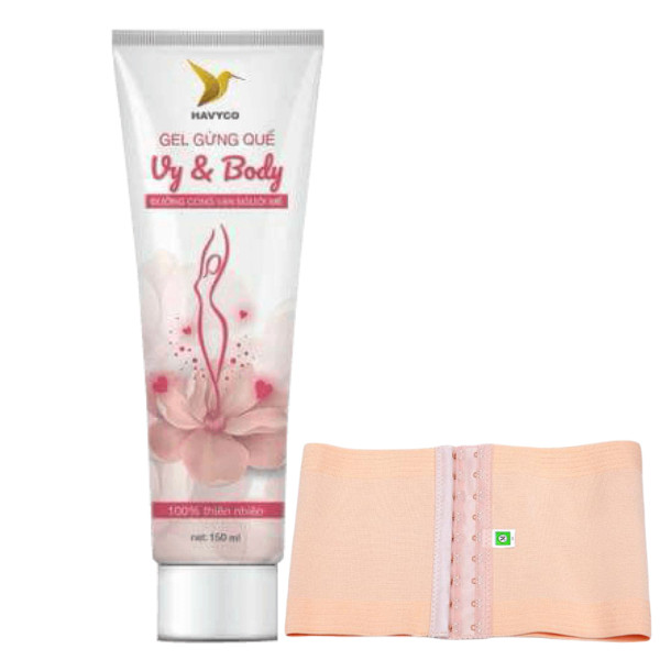 Gel gừng quế tan mỡ Vy &amp; Body (150ml) + Tặng kèm đai nit bụng cao cấp