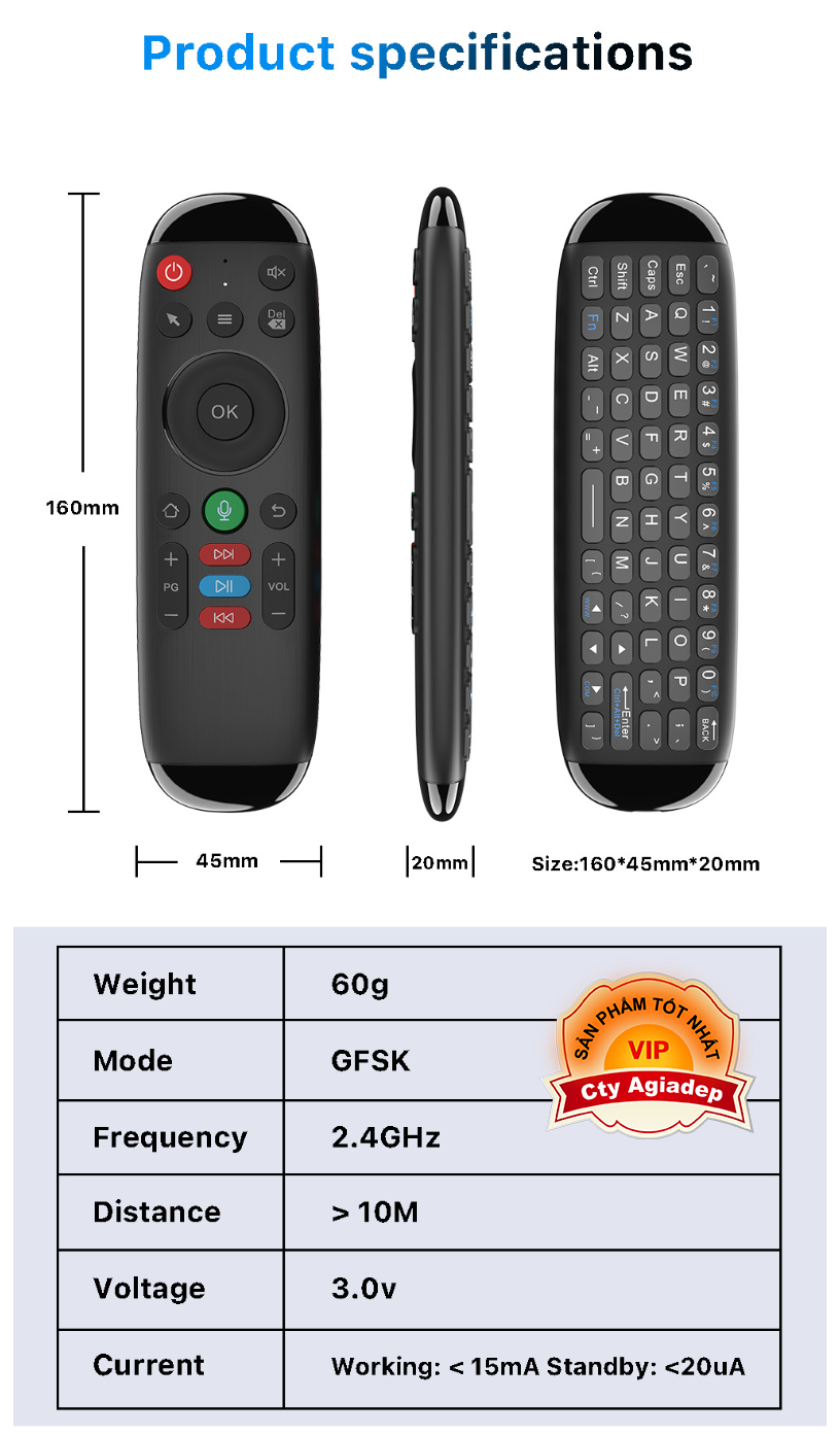 Điều khiển giọng nói voice có nhiều nút bấm AM6 cho Smart TV TVbox Tivi