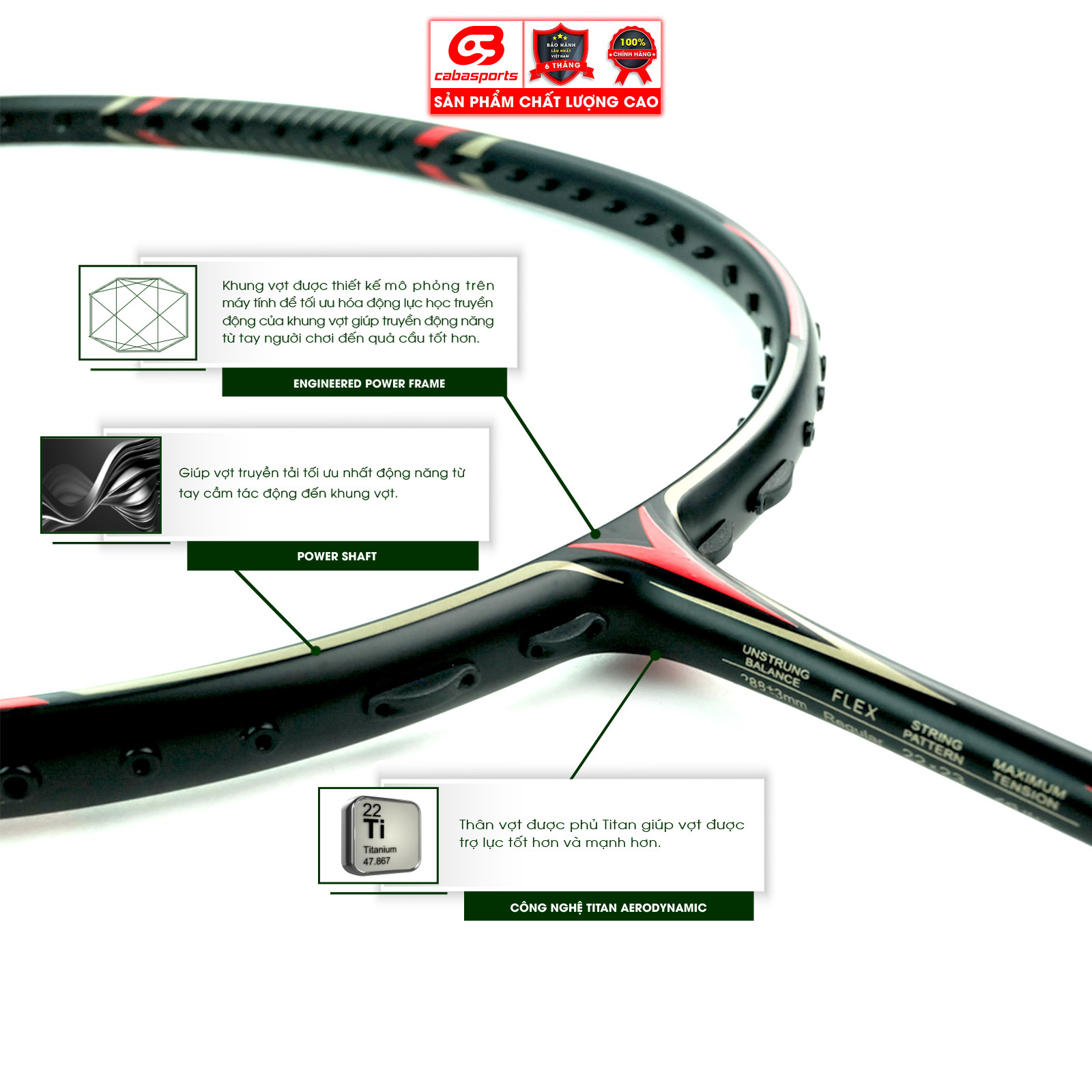 Vợt cầu lông đã đan lưới ProKennex CARBON PRO 787 DELUXE đơn chính hãng thể thao thiên công - Tặng kèm quấn cán và túi vải Cabasports
