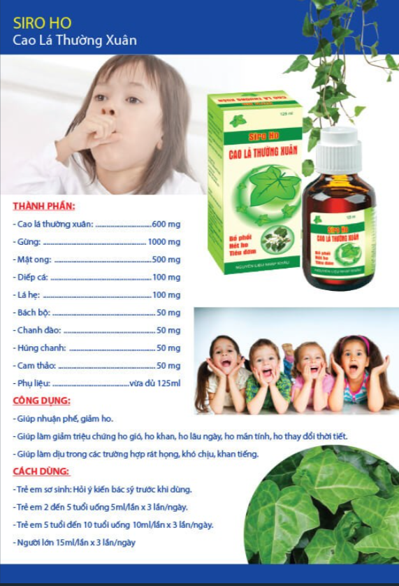 Siro Ho Cao Lá Thường Xuân Chai 125ml - Hỗ Trợ Giảm Ho, Bổ Phế, Giảm Đờm, Nguyên Liệu Nhập Khẩu Từ Pháp