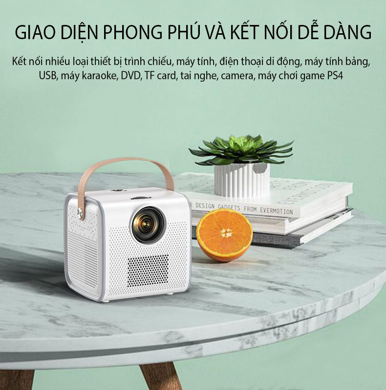 (Hỗ Trợ Tiếng Việt) Máy Chiếu Mini Siêu Nét Kết Nối Bluetooth Wifi Chạy Hệ Điều Hành Android S6 Cao Cấp