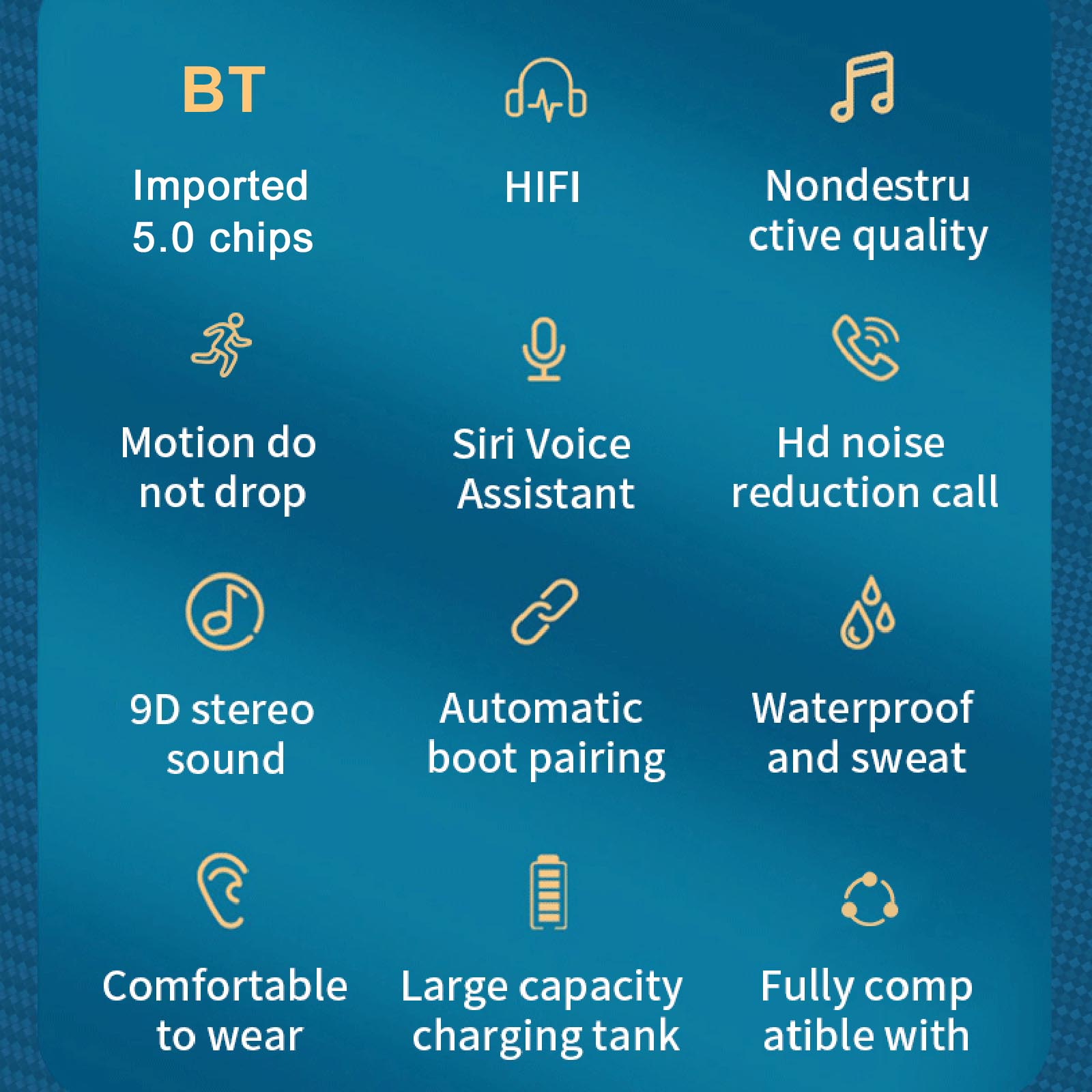 Tai Nghe Không Dây Nhét Tai BQC-01 Bluetooth 5.0 Mini TWS Có Hộp Sạc Mic