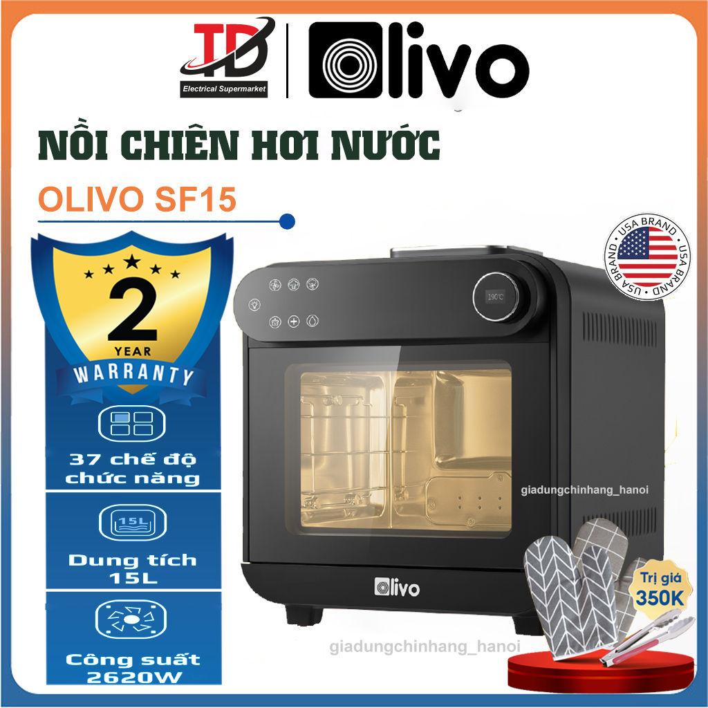 Nồi Chiên Hơi Nước OLIVO SF15, 37 Chương Trình Cài Sẵn, Dung Tích 15L, Công Suất 2620W, Hàng Chính Hãng