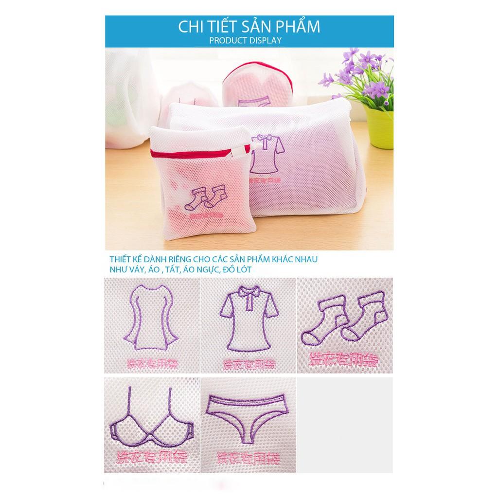 Set 5 Túi Giặt Bảo Vệ Quần Áo, Đồ Lót, Tất, Áo Ngực, Túi Giặt Bảo Quản Quần Áo Kiểu Nhật Dạng Lưới 2 Lớp