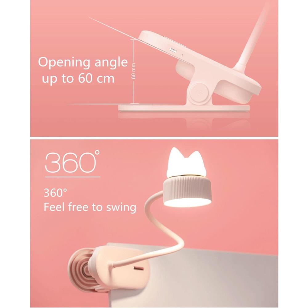 Đèn LED Hình Mèo Dễ Thương Có Kẹp Gắn Bàn Làm Việc / Đọc Sách Ban Đêm Bảo Vệ Mắt Cho Nhà