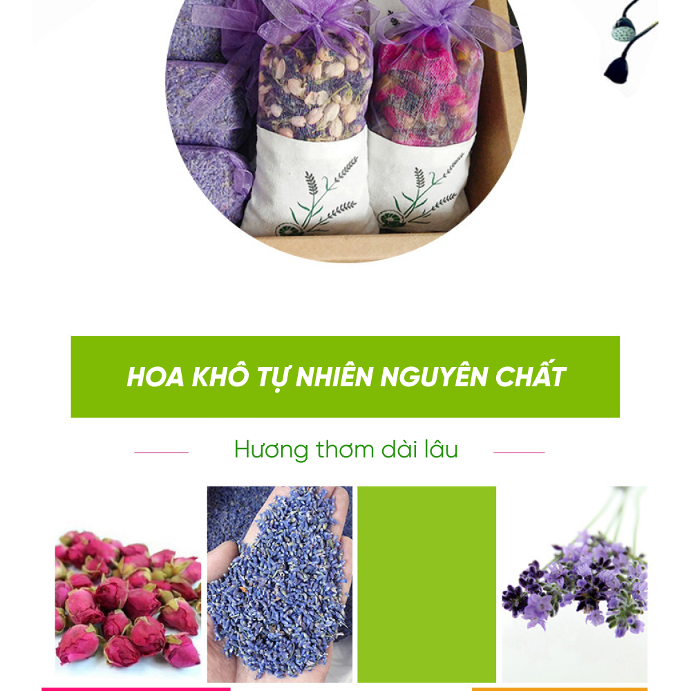 Túi Thơm Thảo Mộc Nụ Hoa Oải Tự Nhiên Treo Phòng, Tủ Quần Áo, Xe Hơi