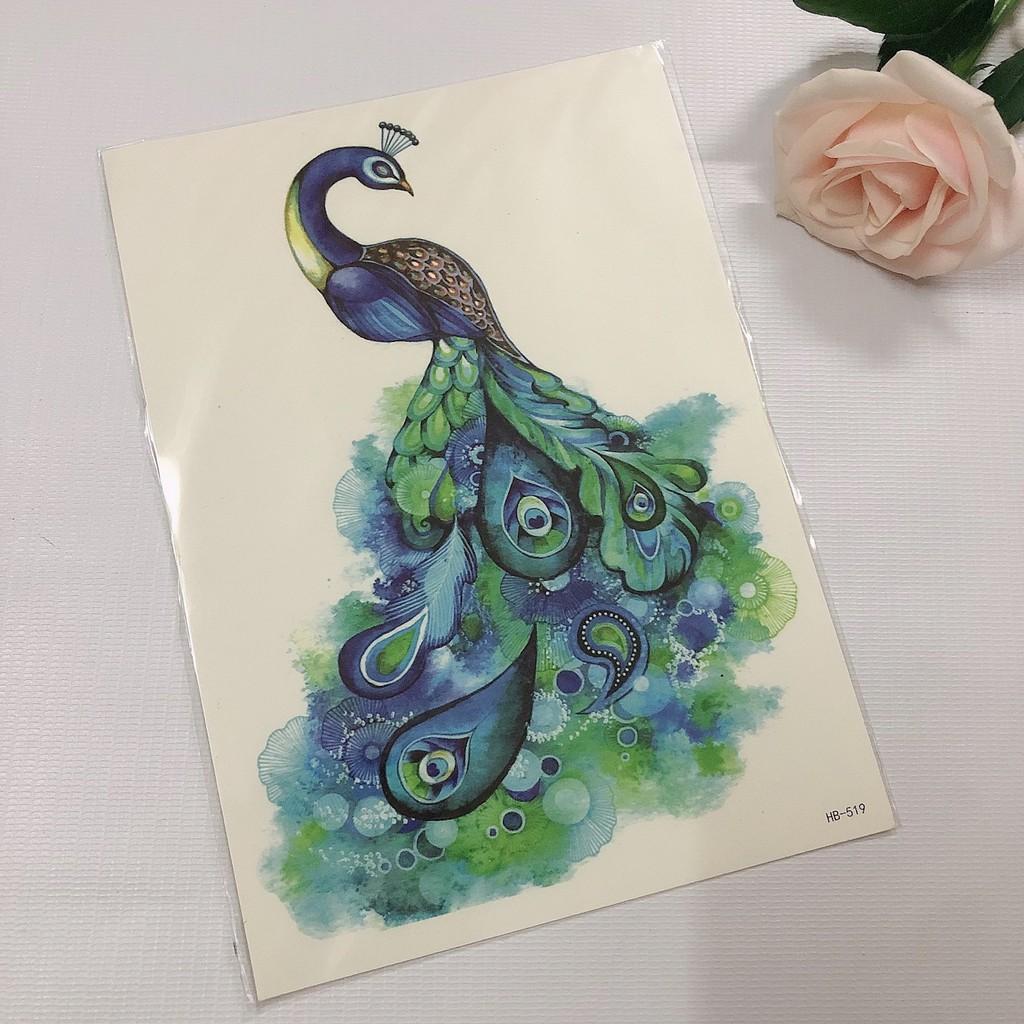 Hình xăm dán bắp tay rồng cá trắng đen 15x21cm
