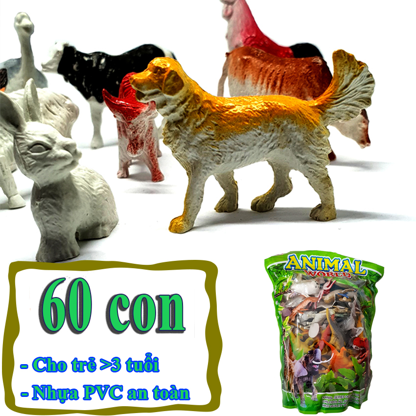 Mô hình thế giới động vật 60 chi tiết New4all ANIMAL WORLD cho bé trên 3 tuổi