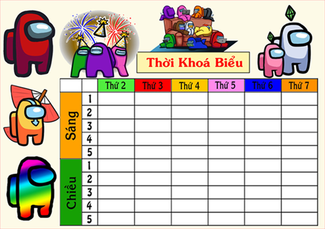 Set 3 thời khóa biểu Among Us