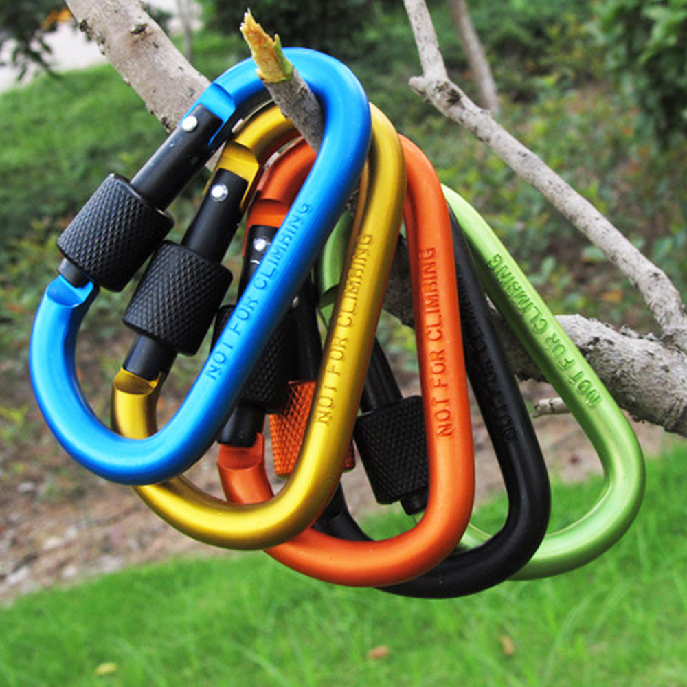 9 Cái Móc Khóa Carabiner Chữ D Bằng Hợp Kim Nhôm Với Vòng Dây Thép
