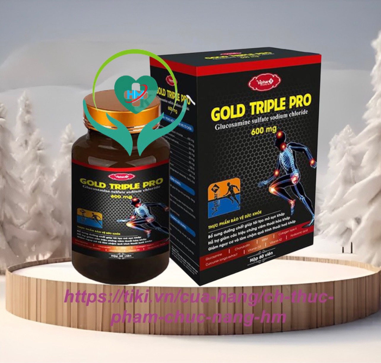 Viên Xương Khớp GOLD TRIPLE PRO Vinaphar - Lọ 60 Viên - Giảm Các Triệu Chứng Thoái Hóa khớp, Viêm KHớp