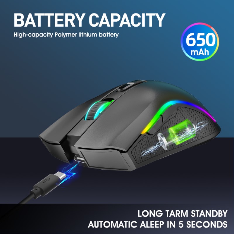 Chuột Led Không Dây sạc T69 Gaming Mouse Type C