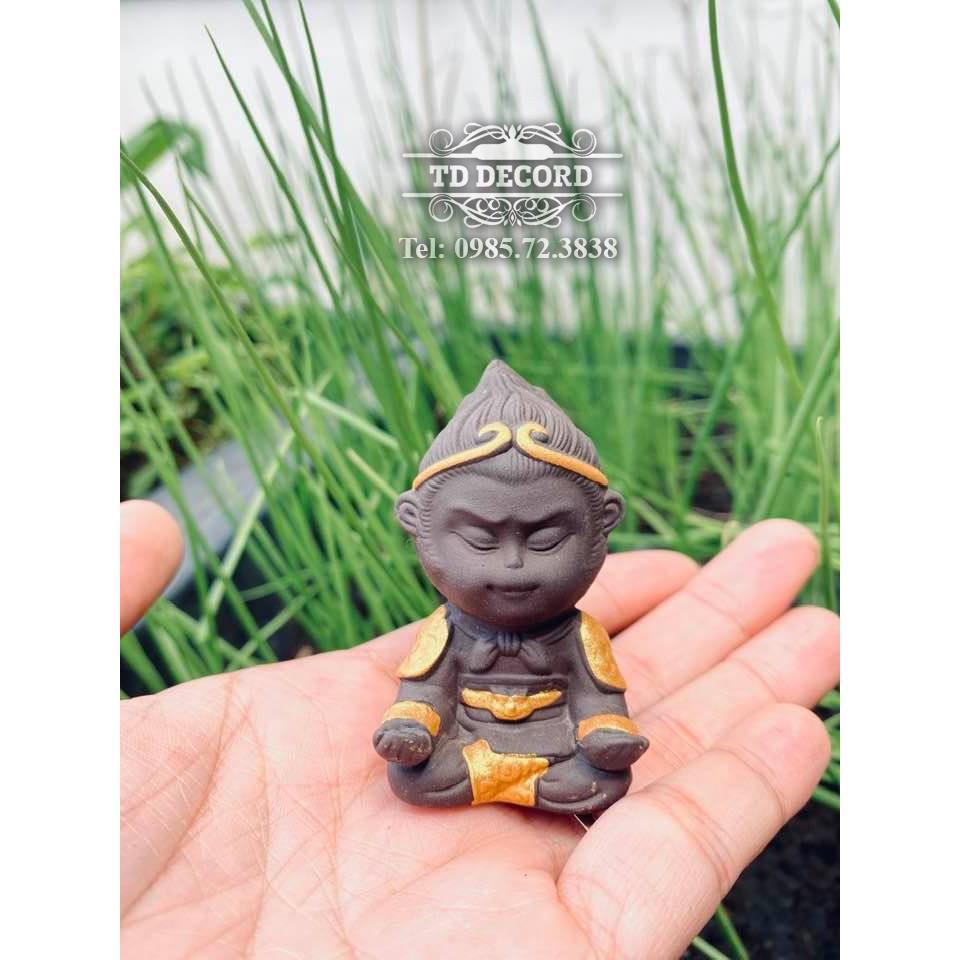 Tượng Tôn Ngộ Không Size Mini 6cm , Tượng Tôn Ngộ Không Bái Thiền Bằng Gốm