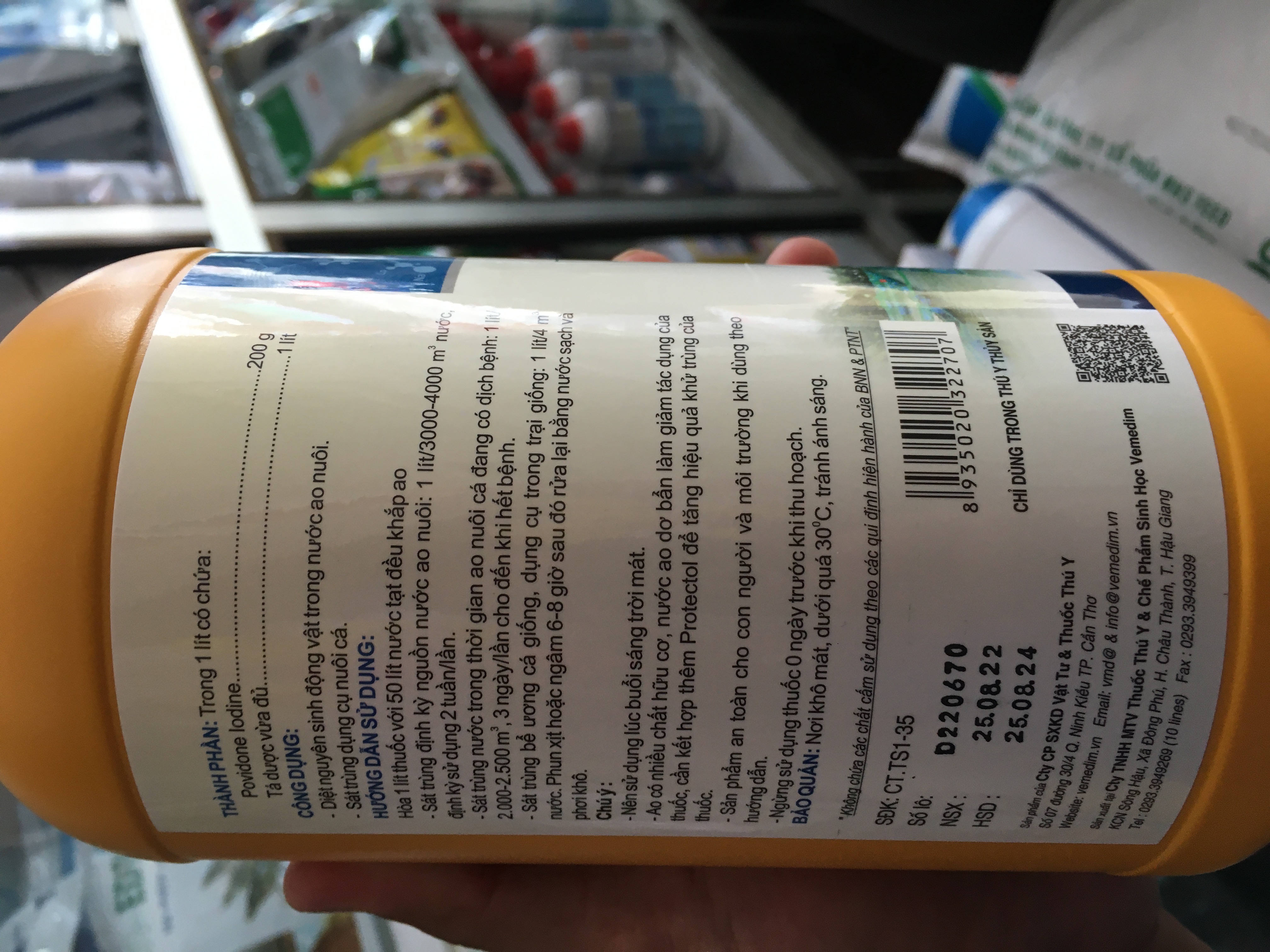 Vime iodine diệt tác nhân gây hại nước , sát khuẩn dụng cụ ao bể hồ nuôi tôm cá thuỷ hải sản vemedim