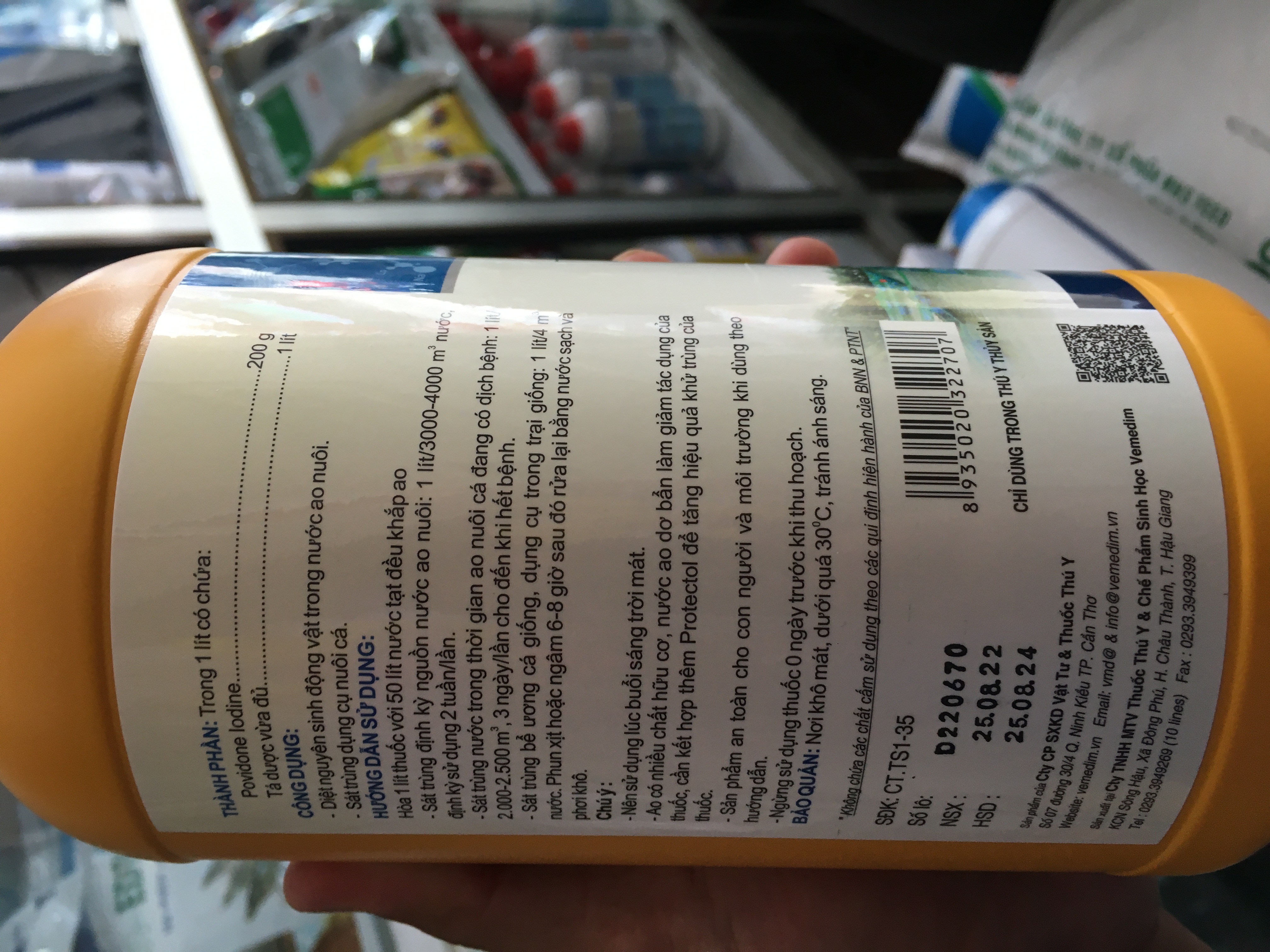 Vime iodine  diệt tác nhân gây hại nước , sát khuẩn dụng cụ ao bể hồ nuôi tôm cá thuỷ hải sản vemedim