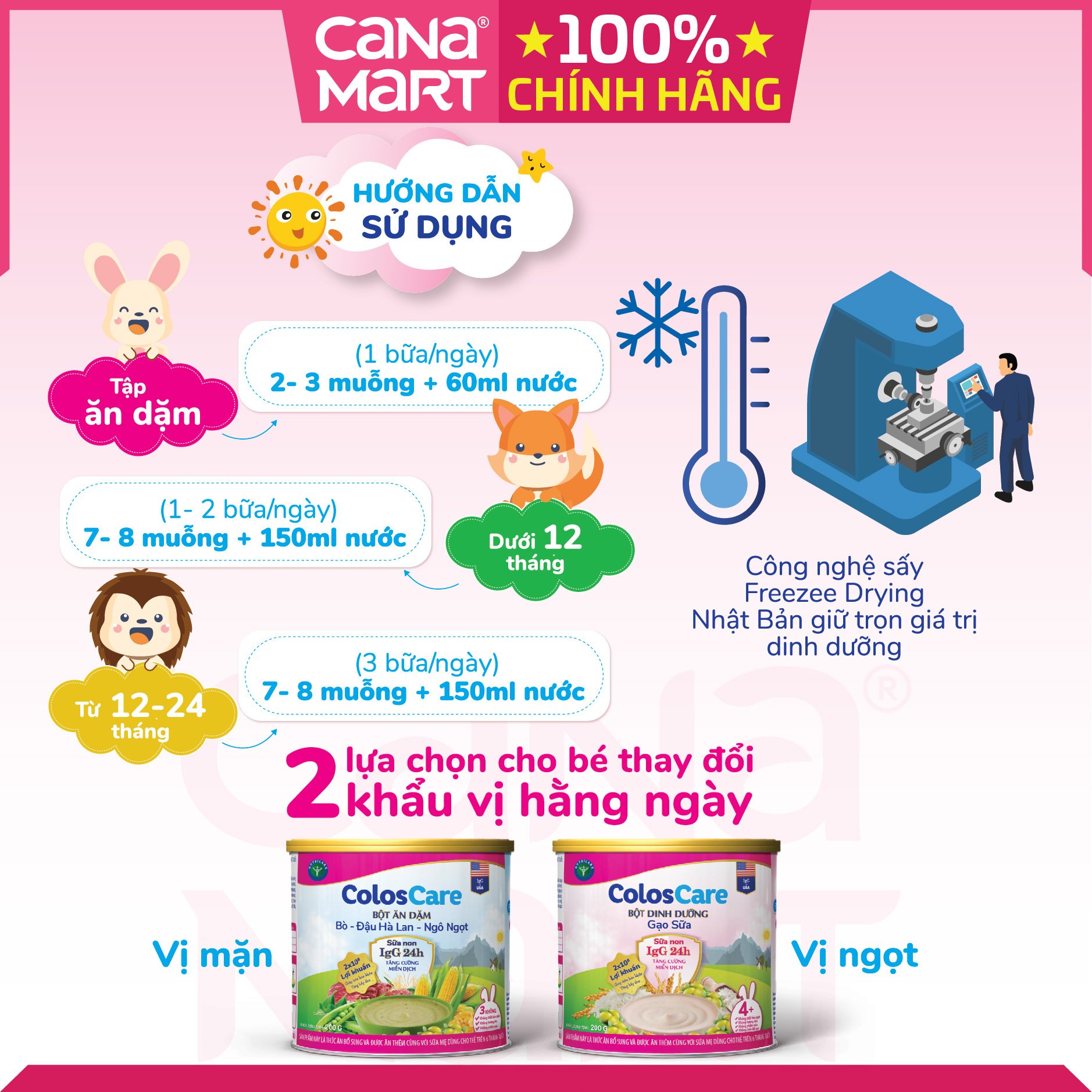 Bột ăn dặm tốt cho bé Nutricare Coloscare Bò - Đậu Hà lan - Ngô ngọt, sữa non IgG 24h