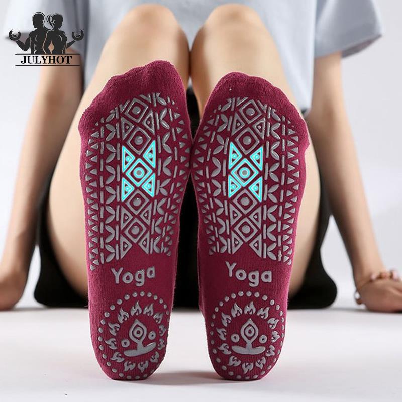 Vớ yoga cho phụ nữ chống trượt chống trượt Color: wine red