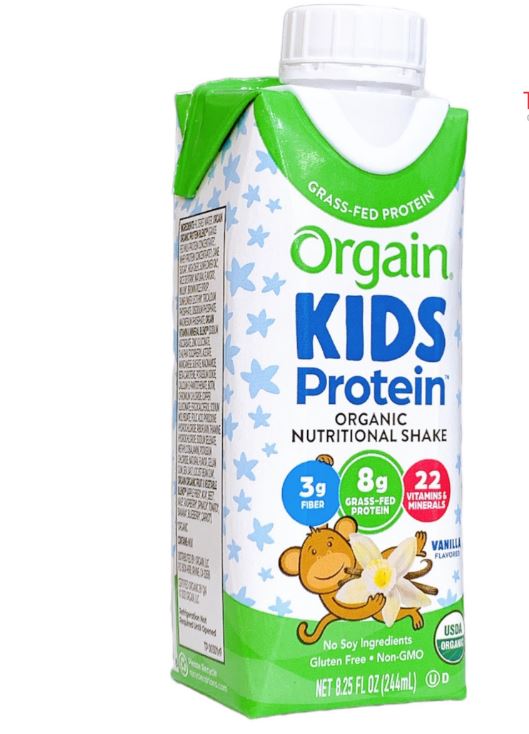 Thùng 12 Hộp Sữa nước Protein hữu cơ Orgain Kids Protein Vị Vani 244ml x 12 . Date 12/2024