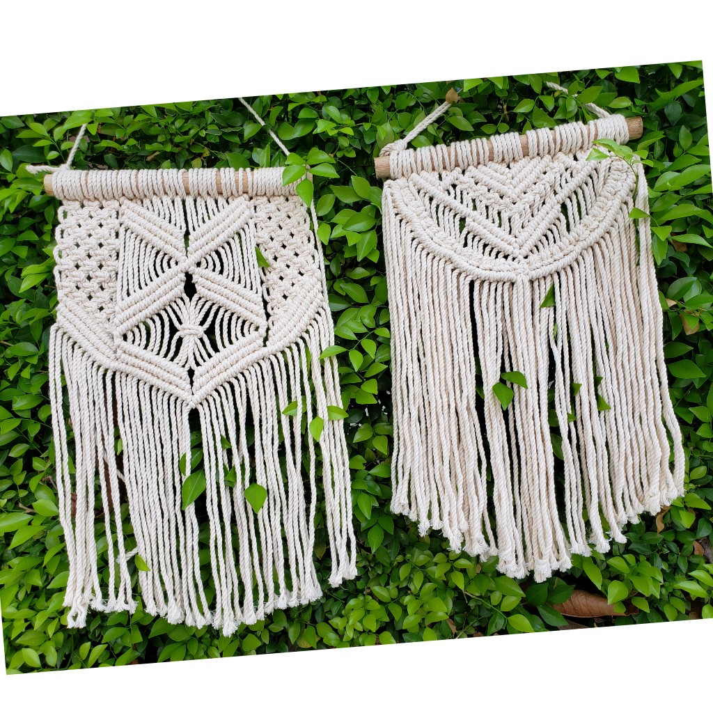 Bộ 02 Tấm rèm Macrame đẹp treo tường trang trí phòng khách và phòng ngủ