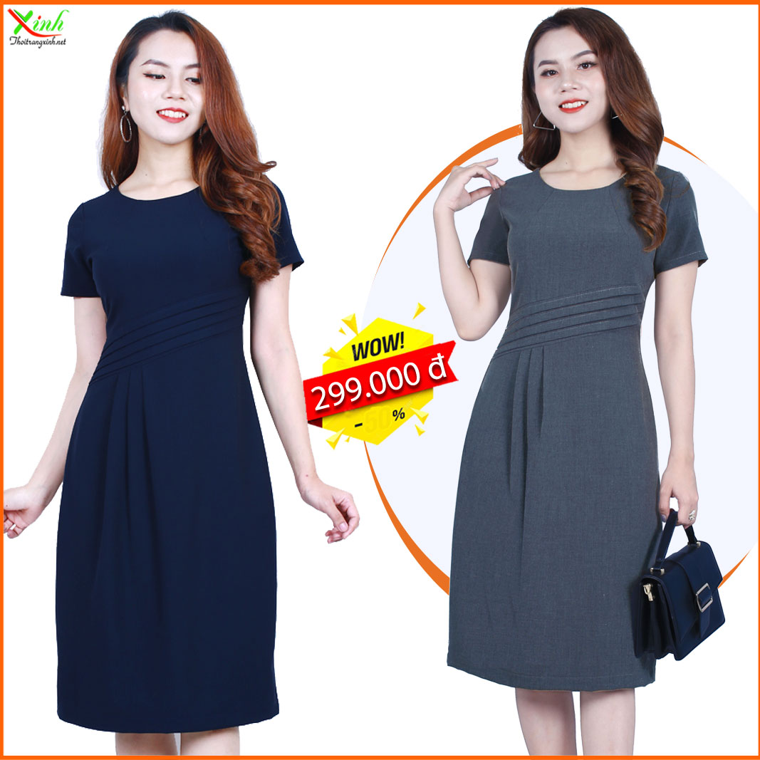 Đầm Suông Xếp Ly Gọn Dáng ThoiTrangXinh