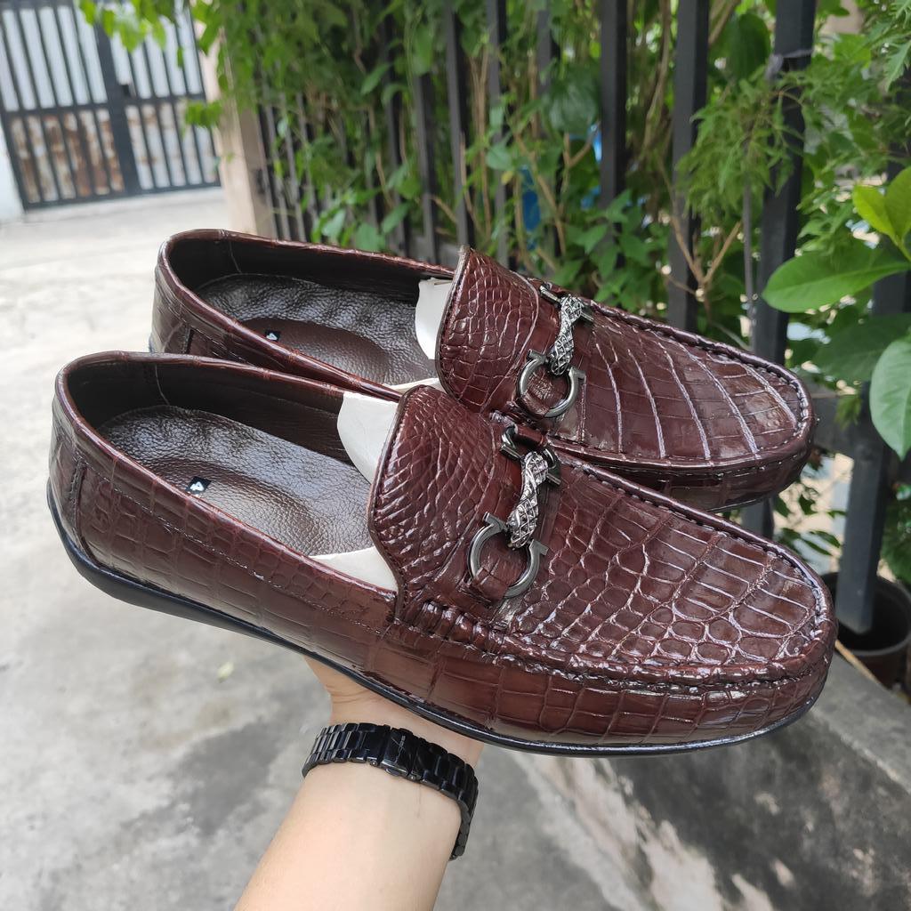 Giày Lười Da Bụng Cá Sấu