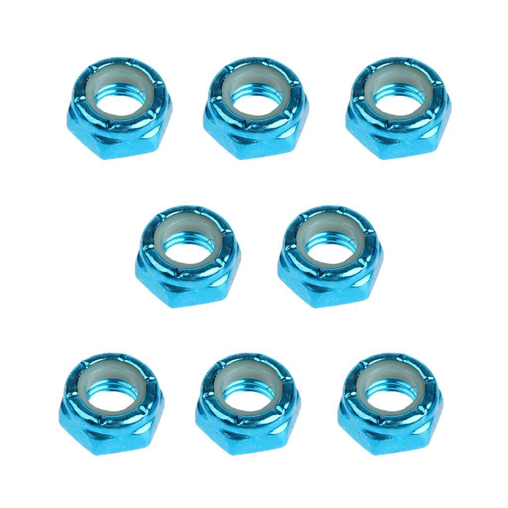 3x8pcs Skateboard Truck Wheel Axle Screw Nuts Longboard Accessories Blue