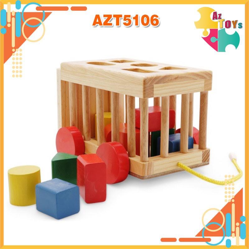 Đồ Chơi Gỗ Xe Thả Hình Khối Cho Bé - AZT5106