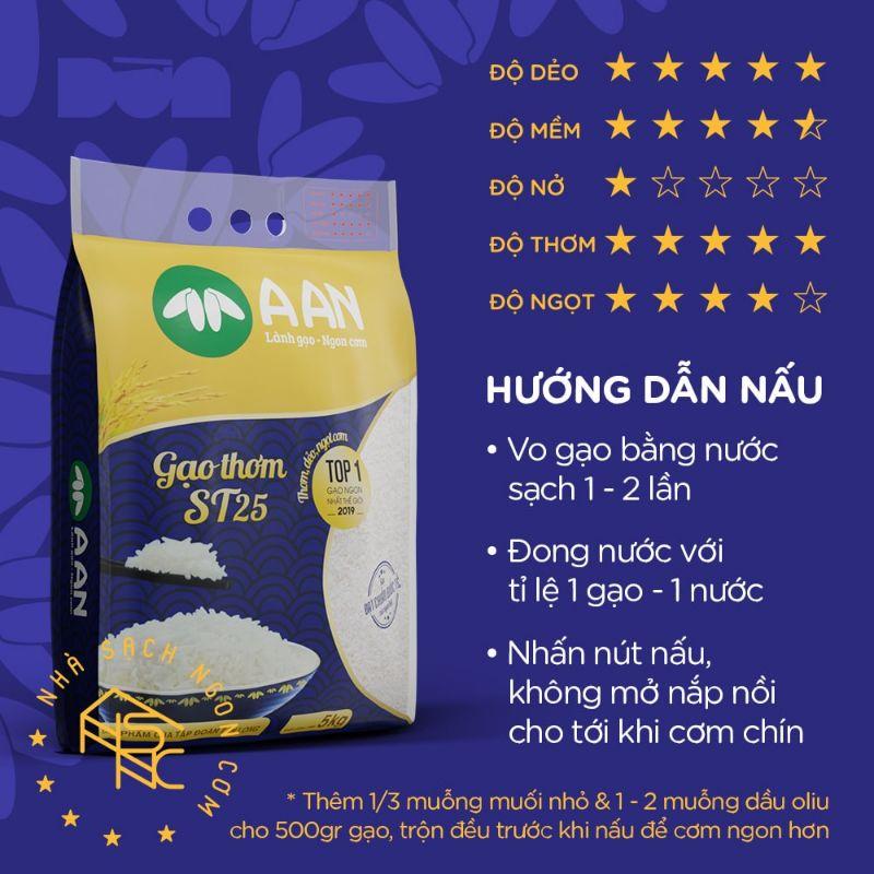 Gạo ST25 A AN TÂN LONG TÚI 5 KG date mới (mua3 túi gạo tặng 1 hộp hạt điều ) .