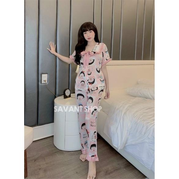 Mẫu Mới Về ️ Pijama Cổ Bèo Thắt Nơ Tiểu Thư Đáng Yêu ️ Kèm Clip