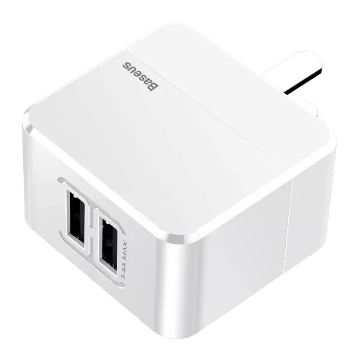 Cốc sạc nhanh cao cấp 2 cổng USB -  Mini Square Dual-U Chager ( 3.4A Max) Baseus - Hàng Chính Hãng