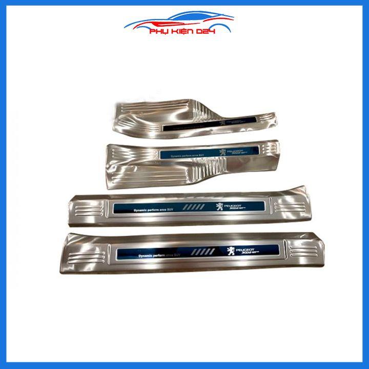 Bộ ốp bậc cửa trong ngoài nẹp bước chân Peugeot 3008 Inox chống trầy trang trí xe
