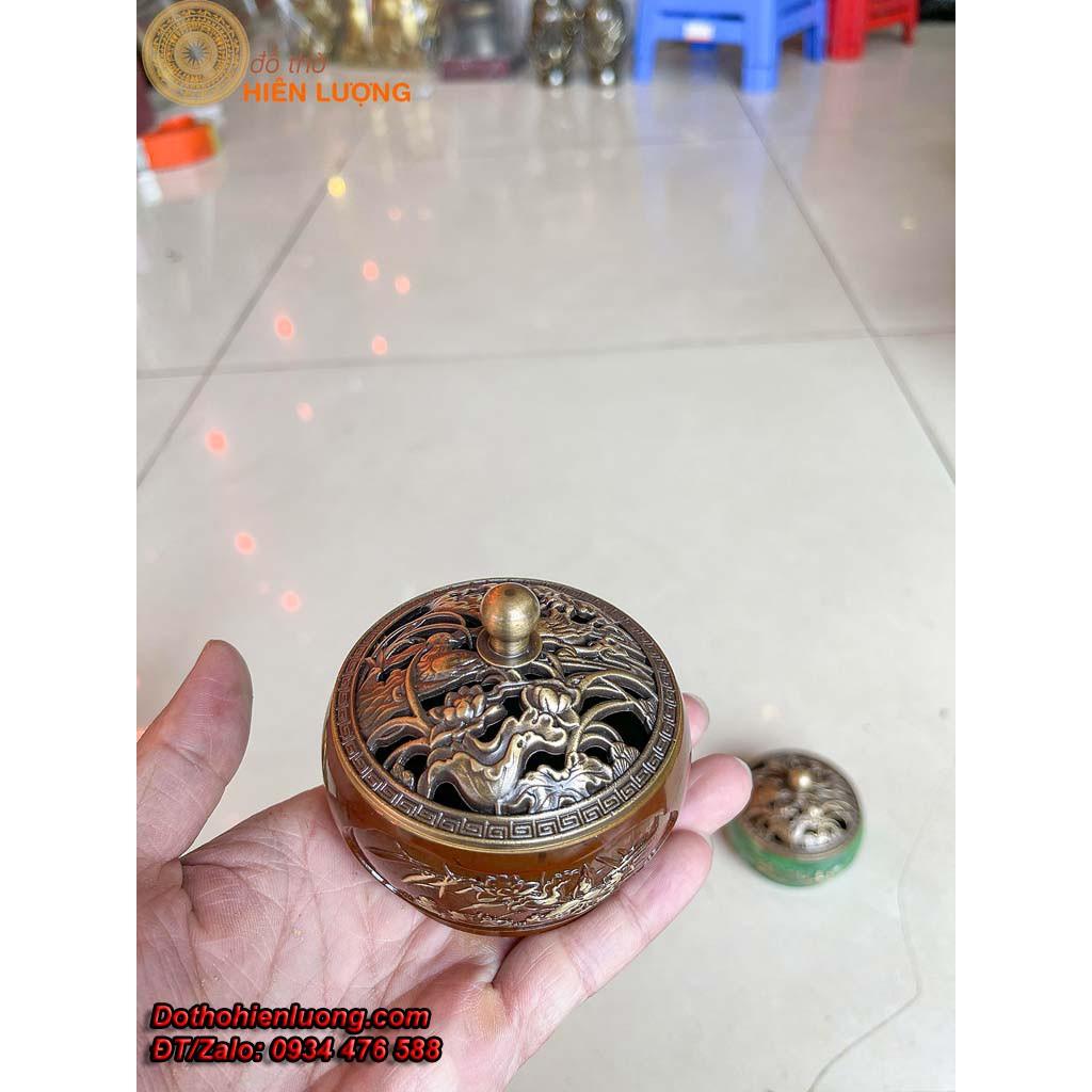 Lư Xông Trầm Bằng Đồng Màu Xanh và Màu Nâu Cực Đẹp