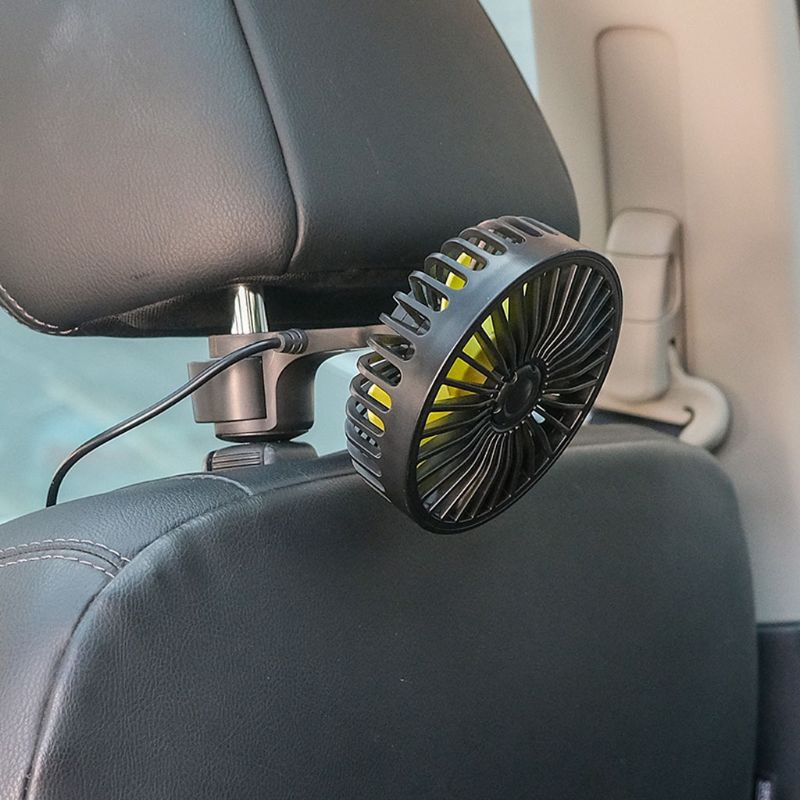 Quạt mát ghế sau xe hơi loại tốt với 3 tốc độ gió mạnh mẫu mới xoay 360 độ gấp gọn, phụ kiện ô tô
