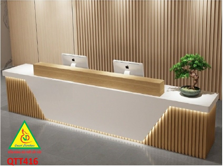 QUẦY LỄ TÂN, QUẦY TIẾP TÂN, QUẦY TÍNH TIỀN, QUẦY THU NGÂN QTT416 ( không đèn ) - Nội thất lắp ráp Viễn Đông Adv