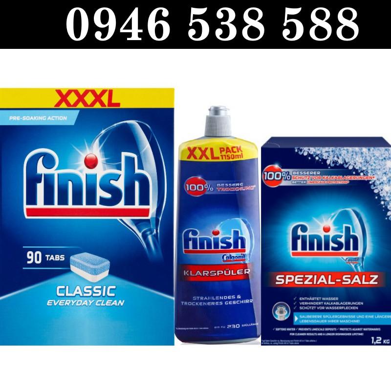 Combo 90 Viên rửa bát Finish + Muối rửa bát Finish 1.2kg + Nước làm bóng finish 1150ml Finish.edu.vn