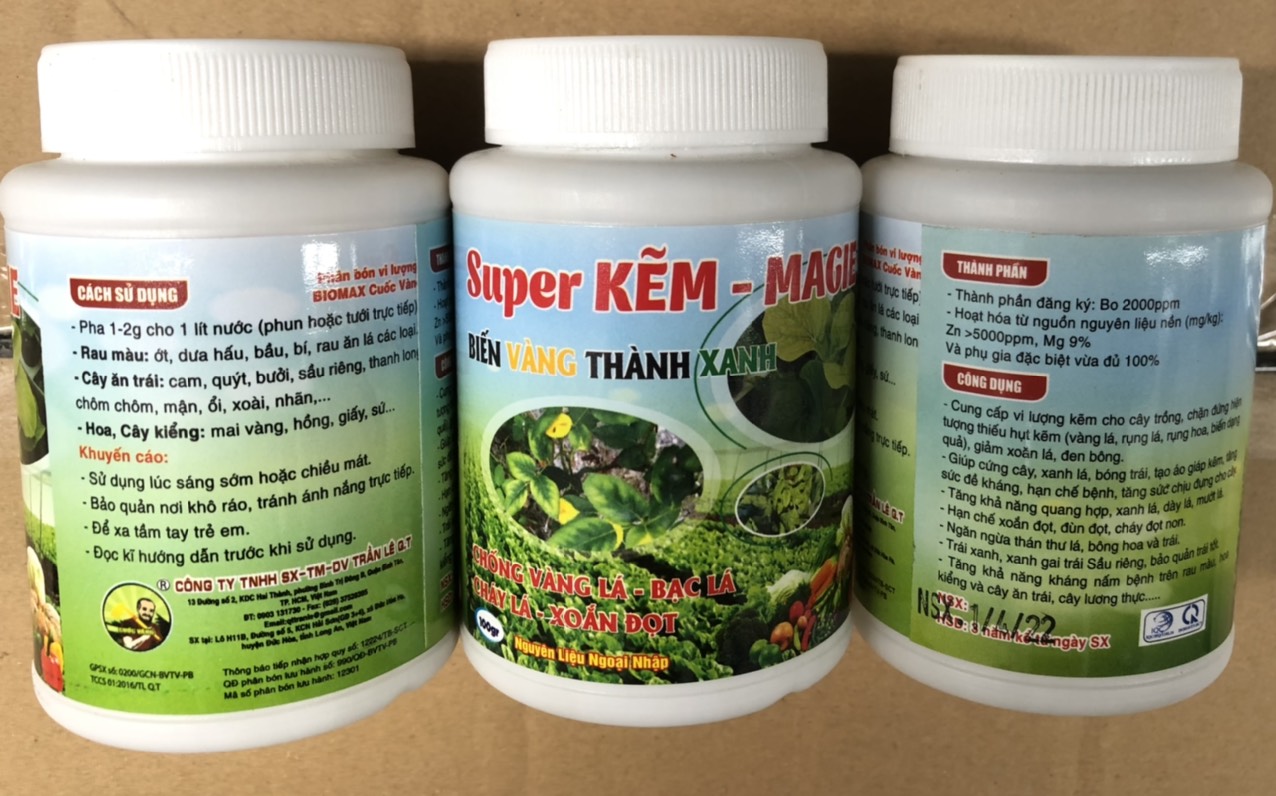 Super Kẽm - Magie chống vàng lá, bạc lá, cháy lá, xoắn đọt - chai 100 gram bomax