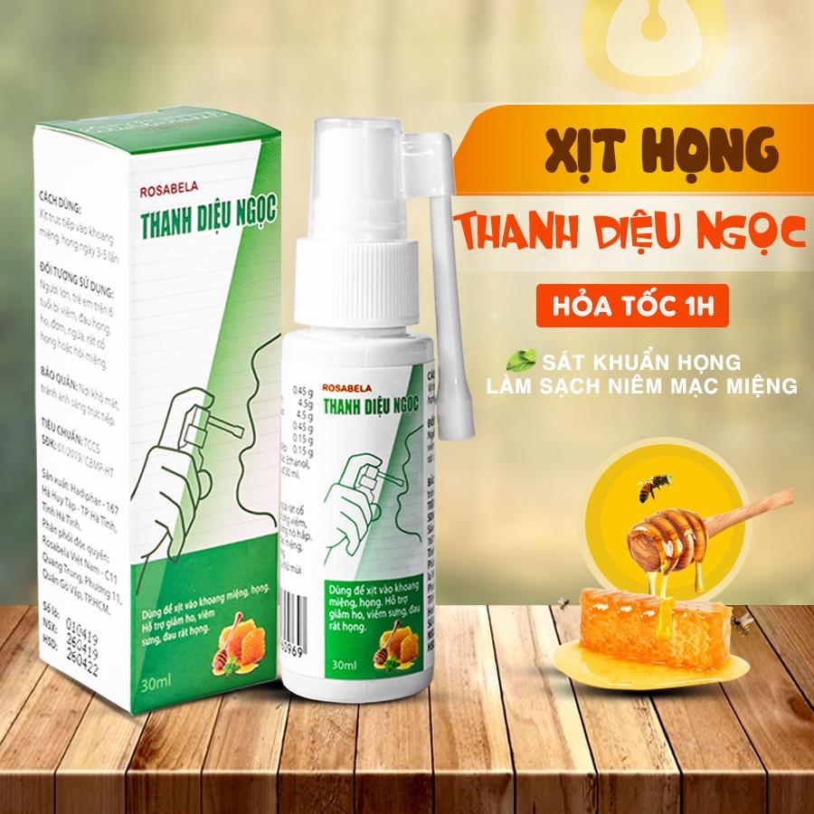 Xịt họng keo ong Thanh Diệu Ngọc sát khuẩn vòm họng, làm sạch niêm mạc miệng, giảm triệu chứng đau họng
