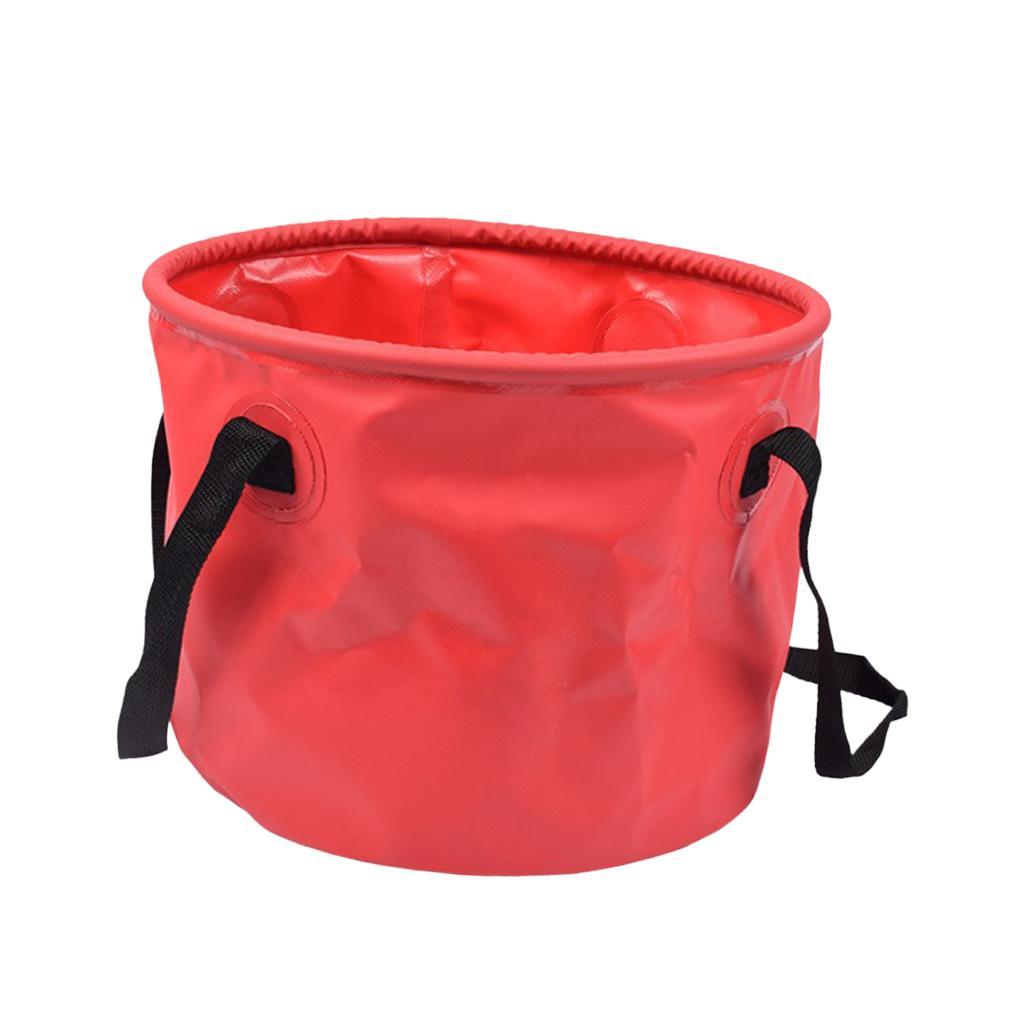 Outdoor Collapsible Water Bucket Carrier Leakproof Folding Pail Red