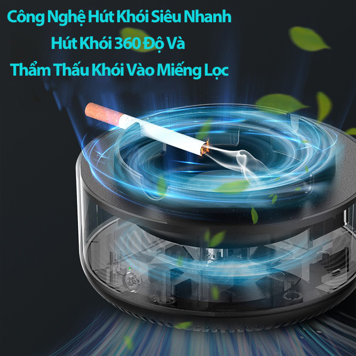 Gạt Tàn Hút Khói Thuốc Thông Minh Tạo Ion Âm Lọc Không Khí Hút Khói Tự Động Kiểu Dáng Sang Trọng Tặng Kèm Vòng Thơm Phòng