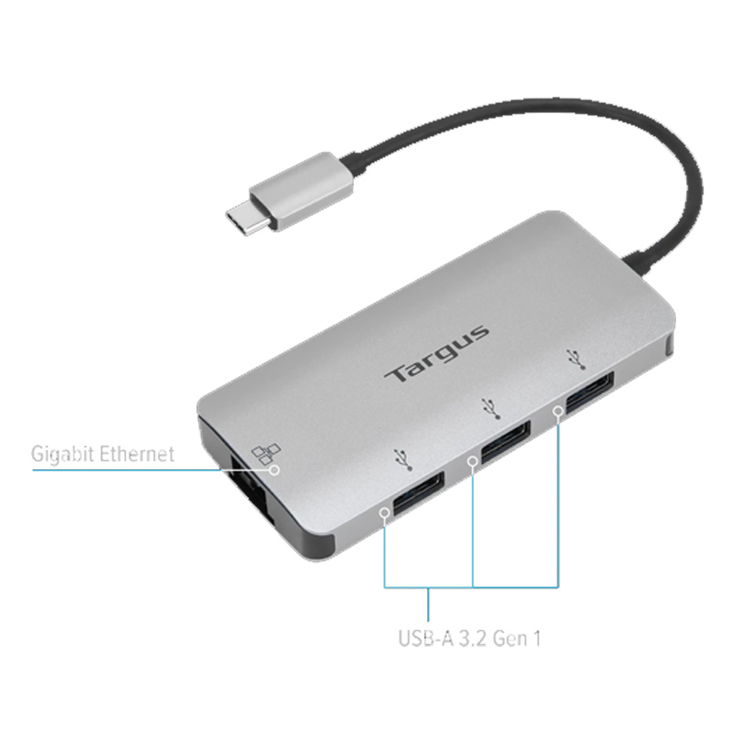 Hub TARGUS 4-Port USB 3.0 và Ethernet 4 in 1  ACA959 - Hàng Chính Hãng