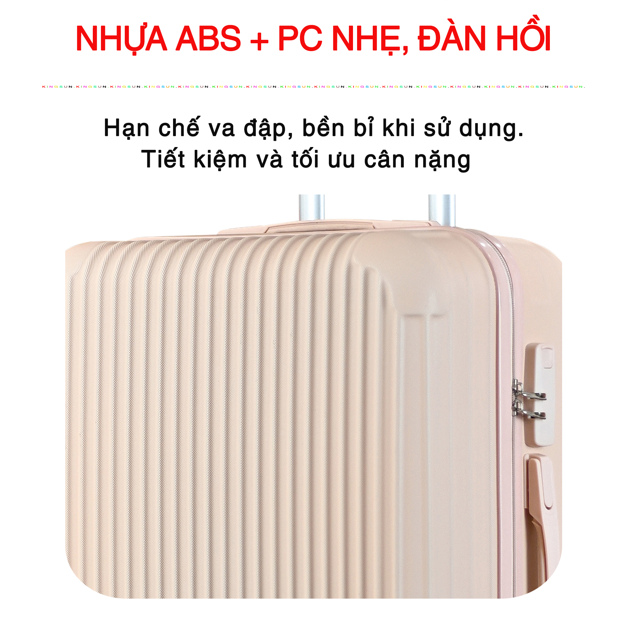 Vali Du Lịch Cao Cấp Size 24inch - Bảo Hành 5 Năm KS-T01 - Hồng Nhạt