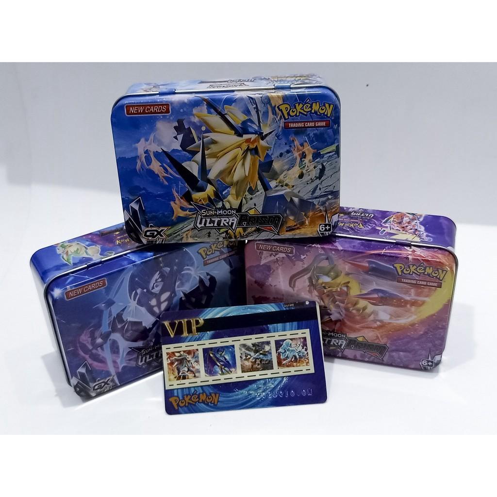 Thẻ bài pokemon hộp sắt 40 lá kèm thẻ VIP 7x5cm