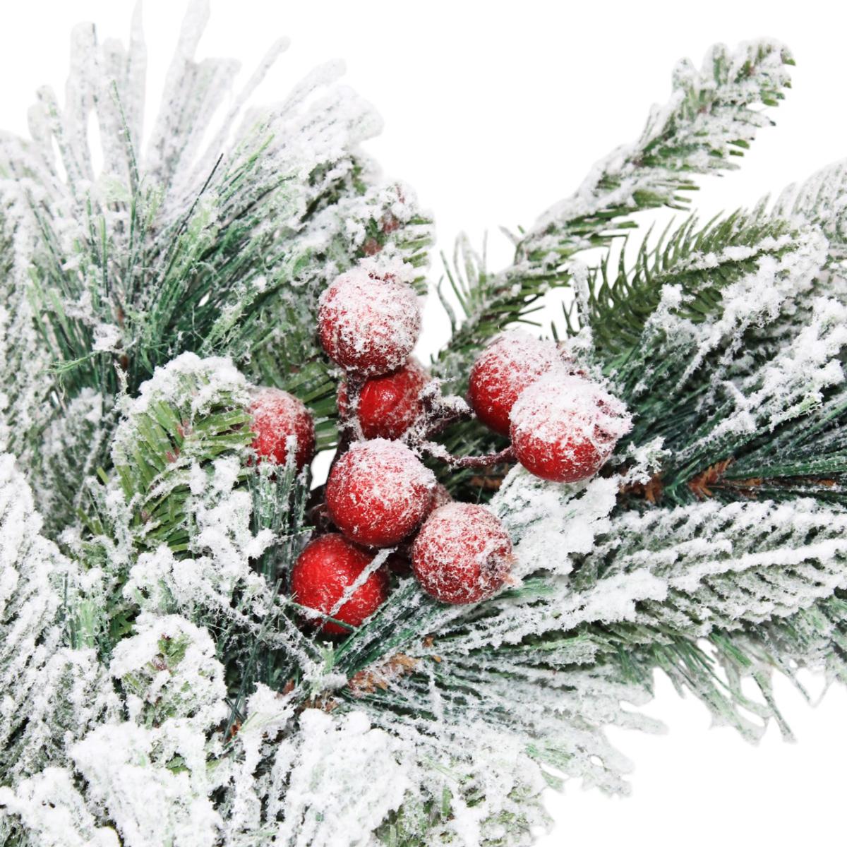 Vòng Hoa Cước Nở Hoa Phủ Tuyết - Trang Trí Noel 50 cm - Chaang Chiia LP-W2-HS20