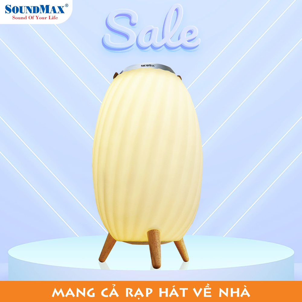 [Hàng Chính Hãng] Loa bluetooth trang trí đèn ngủ 7 màu đèn, chân đế bằng gỗ cao cấp chống mục SoundMax AL-22 | AL22 - Loa Nghe Nhạc kiêm đèn ngủ sang trọng