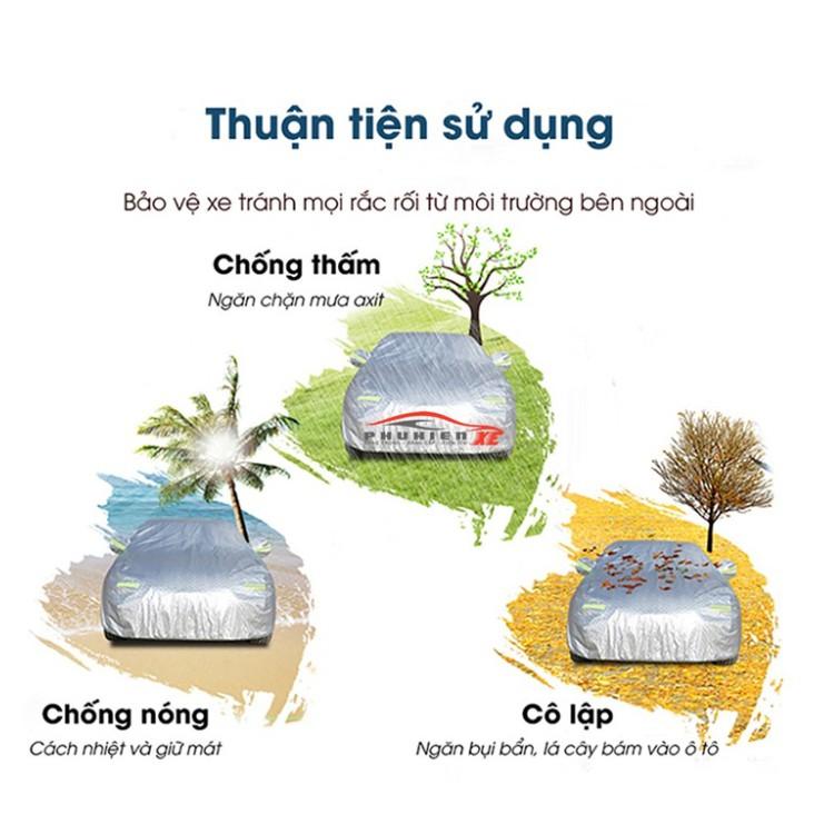 Bạt phủ ô tô Hyundai Accent cao cấp 3 lớp tráng bạc cách nhiệt, chống nước, chống trộm gương