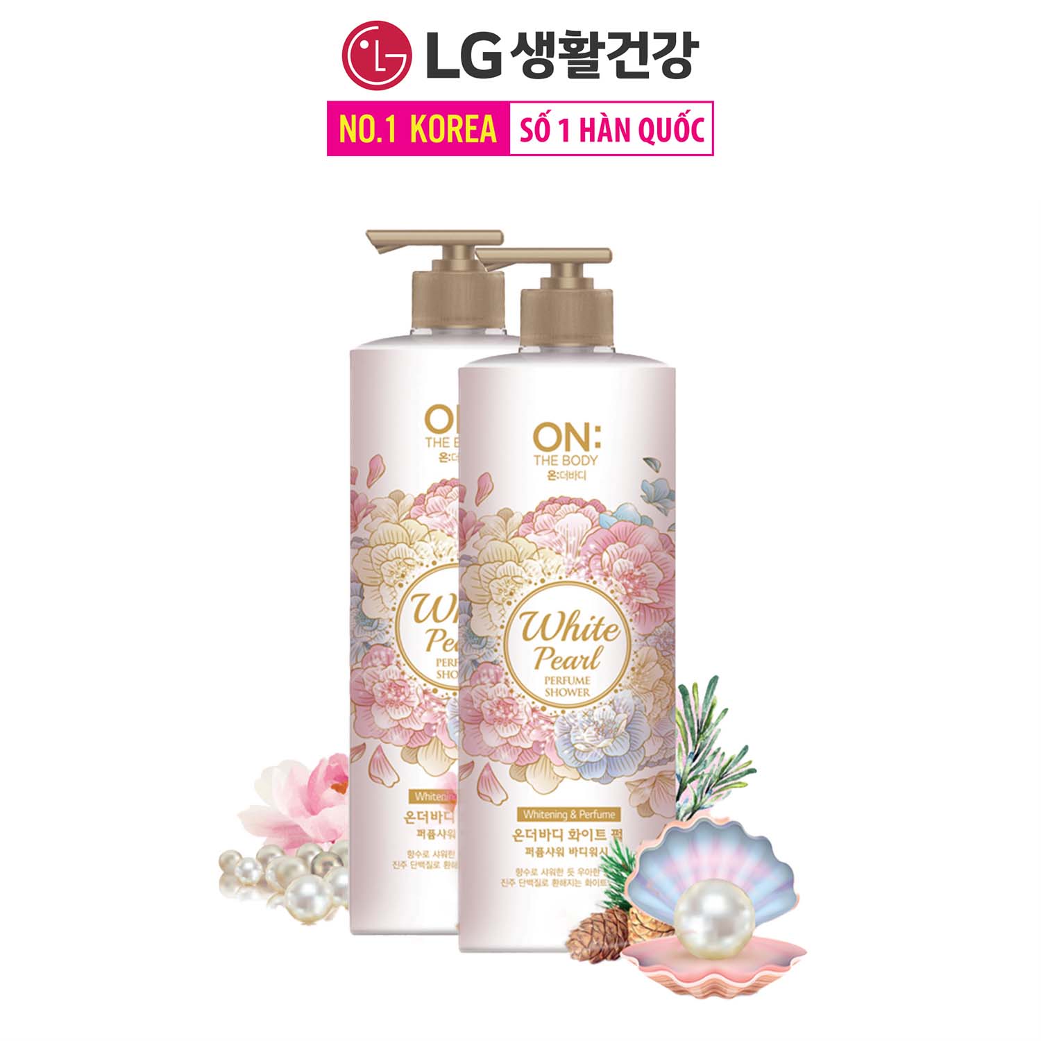 Combo 2 Sữa tắm dưỡng ẩm hương nước hoa On: The Body Perfume White Pearl 1000gr (x2) - Hương thư giãn